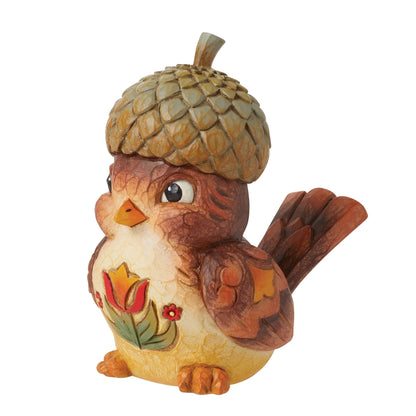 Bird with Acorn Hat Figurine