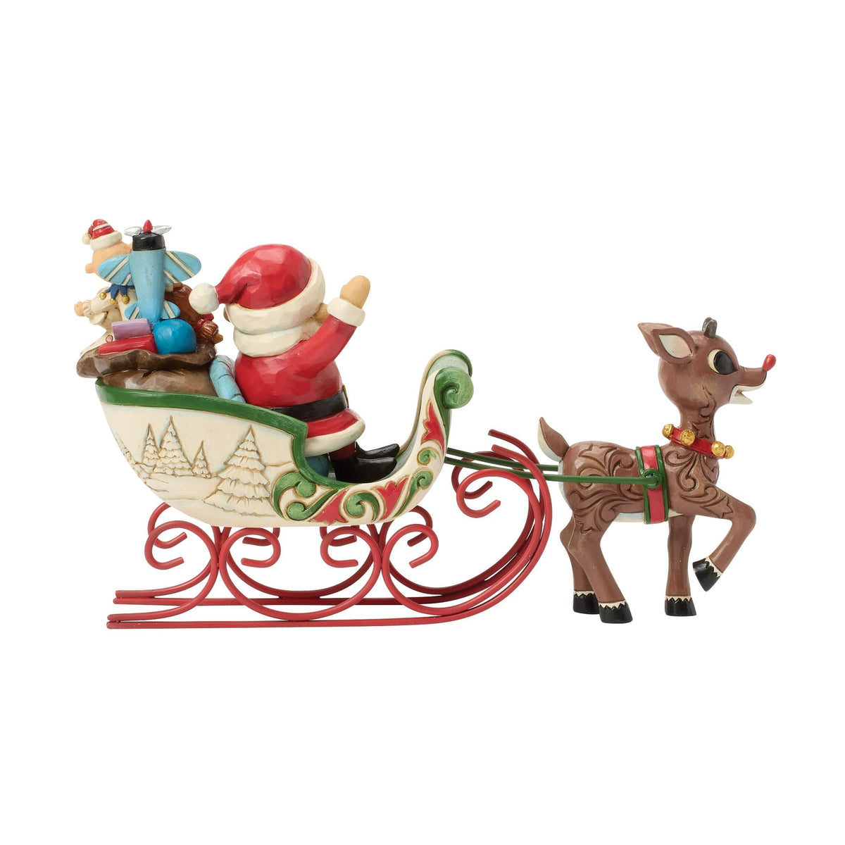 Rudolph Pulling Santa in Sled