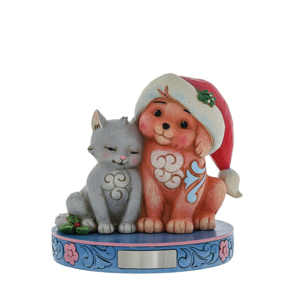 Kitten with Puppy in Santa Hat