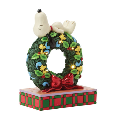 Snoopy Sleeping on LED Wreath