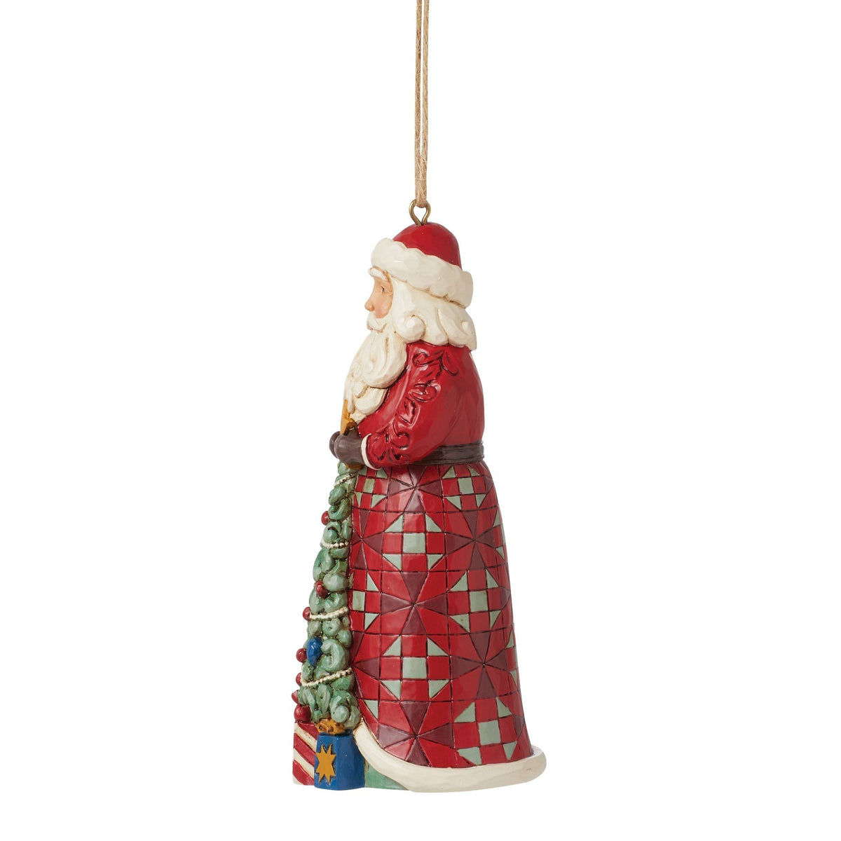 Santa with Tree in Skirt Orn