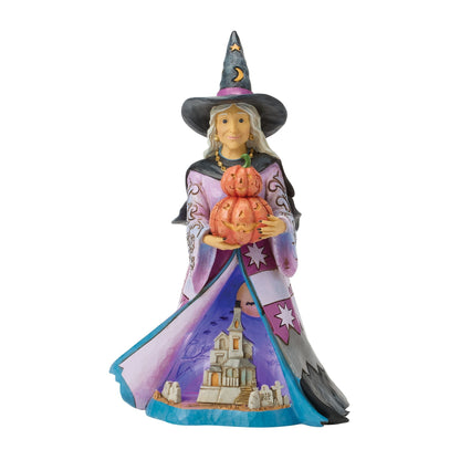 Witch Holding Pumpkins LED Fig
