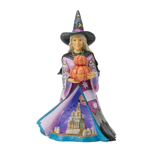 Witch Holding Pumpkins LED Fig