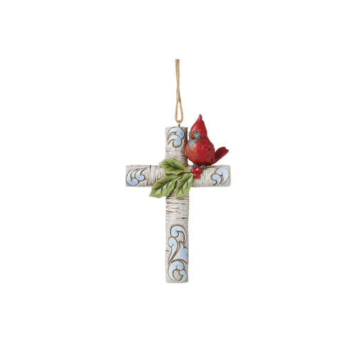 Cardinal with Cross Ornament