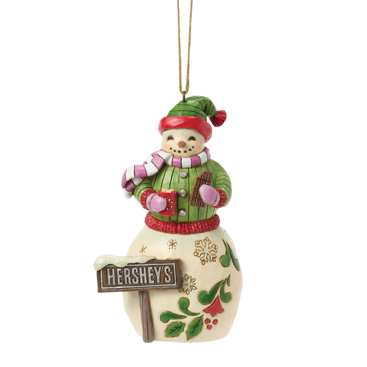 Snowman w Hershey Sign Orn